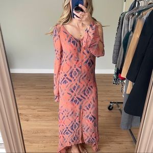 Gypsy 05 100% Silk Coral Maxi Dress (S)